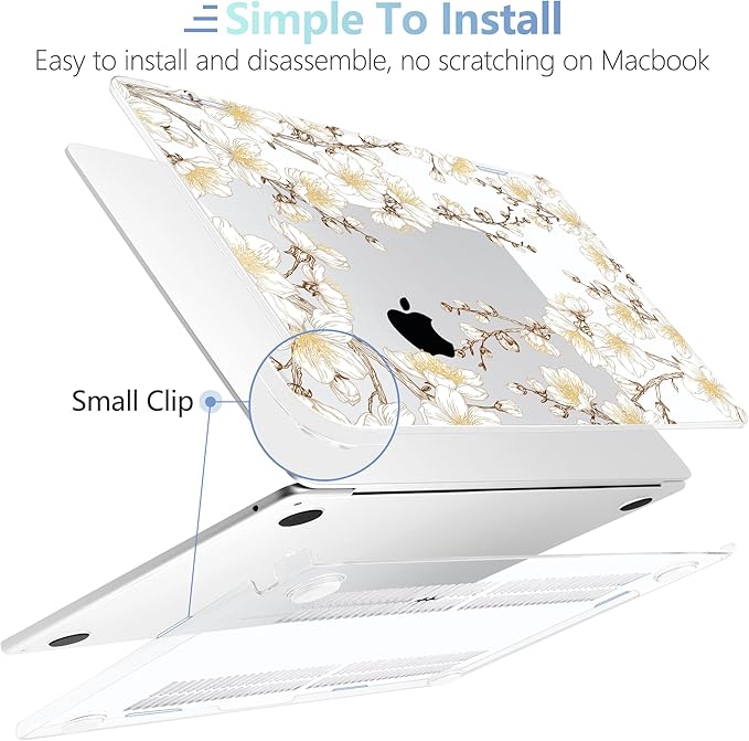 MEEgoodo for M4/M3/M2 MacBook Air 15.3 inch Case 2025 2024 2023, Case Fit Model (A3241/A3114/A2941) for MacBook Air 15 inch, Laptop Hard Shell with Keyboard Cover, Cherry Branches