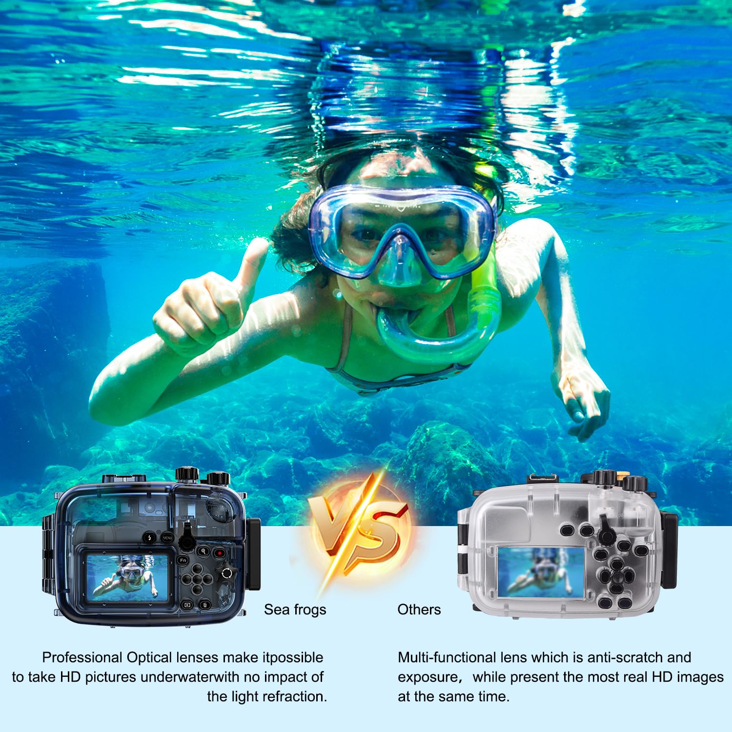 Sea frogs Waterproof Camera Housing Compatible with Sony A6300/A6500
