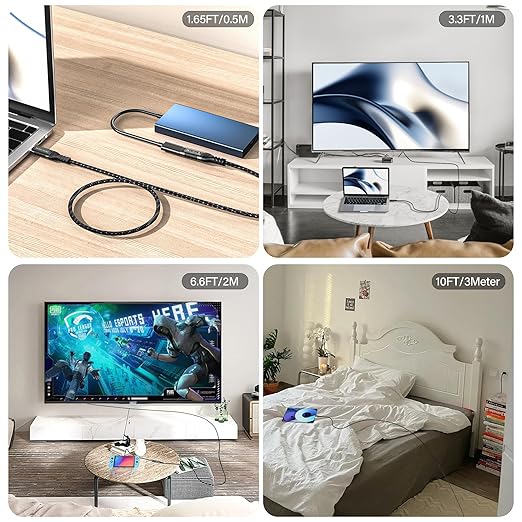 usb c extension cable short(0.8ft/0.25M),240W PD Fast Charging 20 Gbps USB 3.2 Gen 2 Data 4K ,usb c cable for usb male and female, Compatible with laptop, docking station, cell phone cord extension