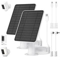 5W Solar Panel for Ring Camera, Solar Panel Charger Compatible with Ring Spotlight Plus/Pro Stick Up Outdoor Cam Battery, 10ft Cable with USB-C to Barrel Plug Adapter & Micro-USB Adapter, 2 Pack