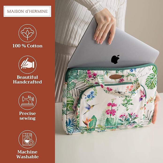 Maison d'Hermine Laptop bag with front pocket Stain and water repellent Cotton canvas