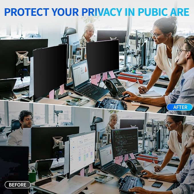 Magnetic Computer Privacy Screen 23.8 inch, Hanging Privacy Screen for Computer Monitor for 16:9 Frameless Monitor, Acrylic Eye Protection Anti Glare Blue Light Computer Screen Privacy Filter