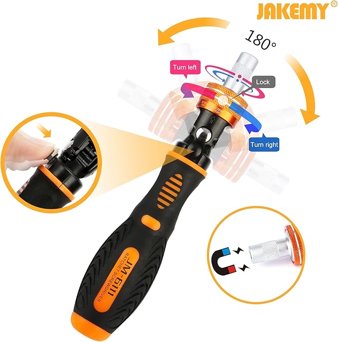 Precision Ratchet Screwdriver Set, JAKEMY 69 in 1 Household Screwdriver Home Repair Tool Kit, Disassemble Magnetic Rotating Ratchet Screwdriver Kit for Furniture/Car/Computer/Electronics Maintenance