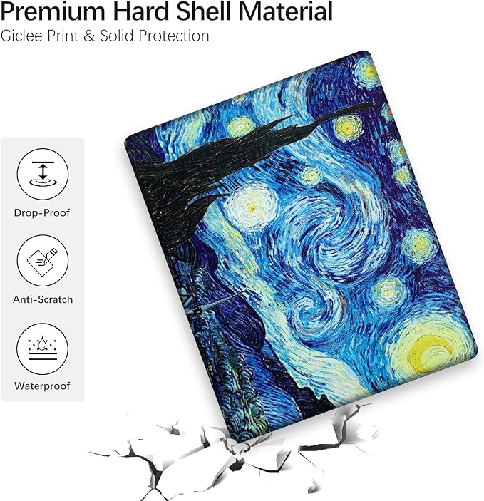 Compatible with MacBook Pro 13 inch Art Case Skin, 2022, 2021, 2020-2018 Release A1708 Creative Hard Shell with Keyboard Cover & Screen Protector (The Starry Night by Vincent Van Gogh)