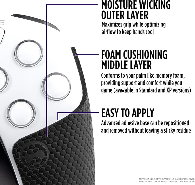 KontrolFreek Performance Grips for PlayStation 5 (PS5) Controller (Nightfall Black XT (Extra-Thin))