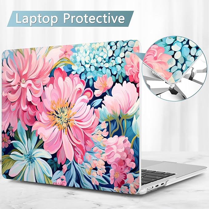 May Chen for MacBook Air 13.6 Inch Case 2025/2024/2023/2022 Release (Model A2681 A3113 A3240, M2 M3 M4 Chip) – Hard Shell Laptop Cover with Keyboard Cover & Screen Protector，Flowers Painting