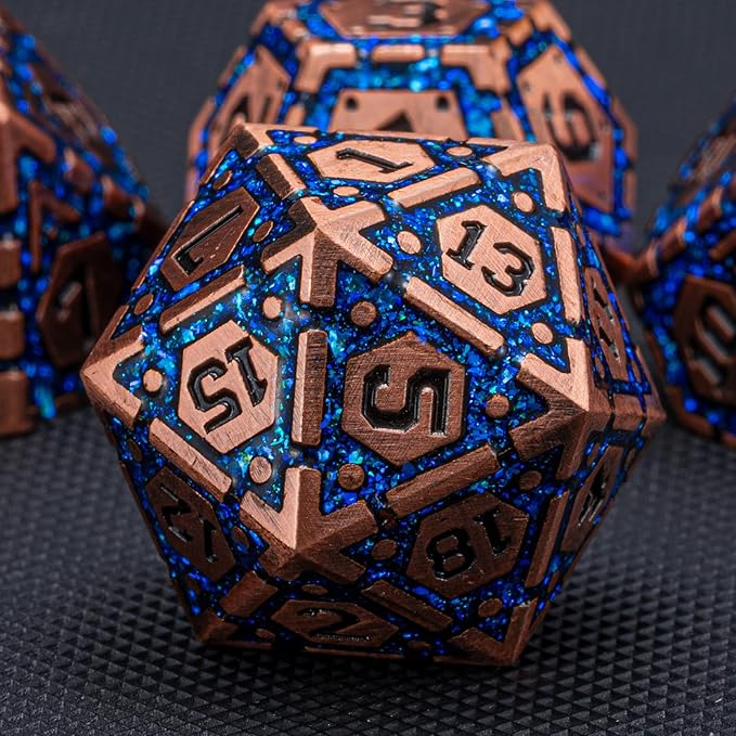 DND Metal Dice Set, Polyhedral Dice Set for RPG D&D Dice with Cracks Dungeons and Dragons Dice Set for RPG TTRPG D&D Die with Gift Case