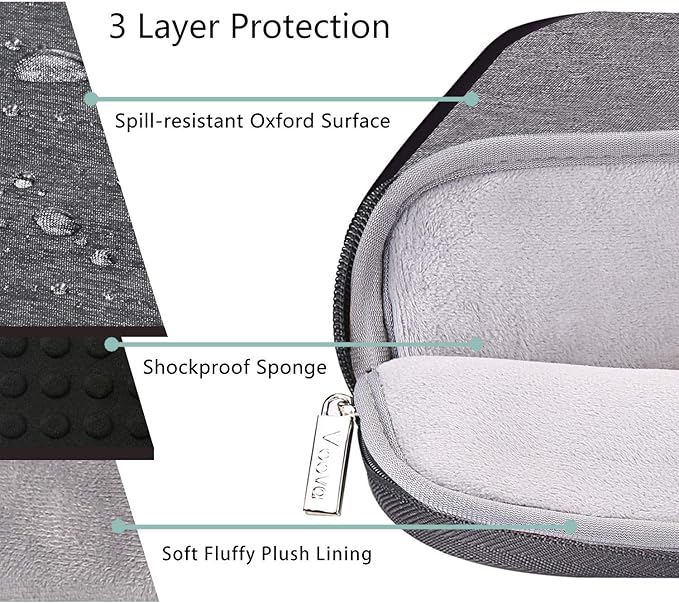Voova Laptop Bag 15.6 Inch, Waterproof Computer Sleeve Carrying Case with Shoulder Straps & Handle Compatible with Macbook Air 15 M2/M3/M4, MacBook Pro 15/16, 15-16 Inch Hp Dell Lenovo Asus, Grey