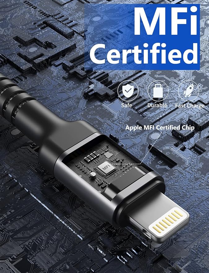 Lightning Cable 3ft 2Pack, [Apple MFi Certified] iPhone Charger Cable Nylon Braided Charging Cord Compatible with iPhone 14/13 / 12/11 / Pro Max/X/Xs Max/Xr /8 Plus/ 7 Plus/ 6S Plus / 6 Plus/iPad