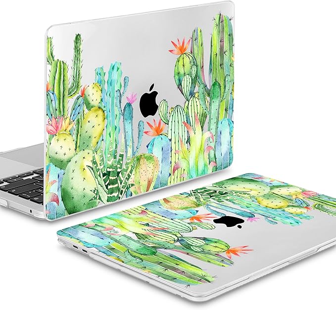 Mektron for MacBook Pro 13 inch Case 2022 2020 Release A2338 M2 M1 A2289 A2251, Printing Plastic Hard Shell Cover with Keyboard Skin for New MacBook Pro 13.3-inch Touch Bar,Watercolor Cactus