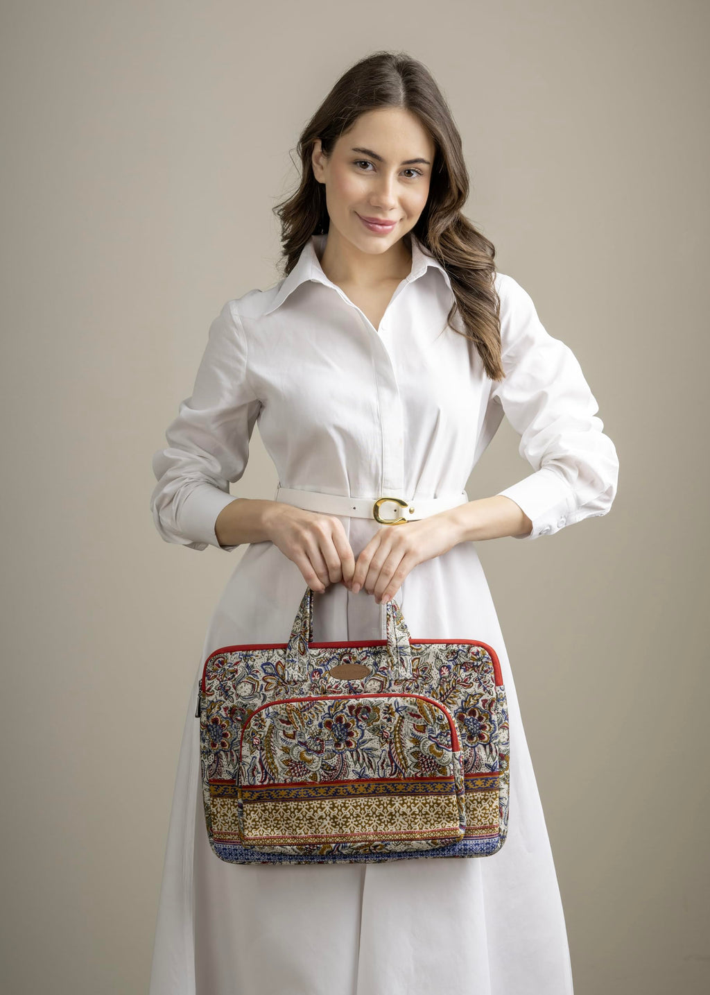 Maison d'Hermine Laptop Bag with Pocket upto 13.5 inch Stain and water repellent Cotton canvas Valentines Day Gifts - Jaipur