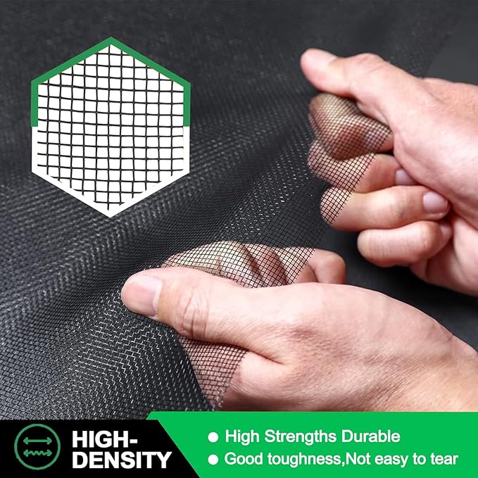 QWR Pet Proof Window Screen Replacement,39''x 360'' Heavy Duty High Hardness Vinyl Coated Wire-Like Mesh,Cat Resistant Screen Mesh for Sliding Screen Door,Patio,Windows(Rolled Package)