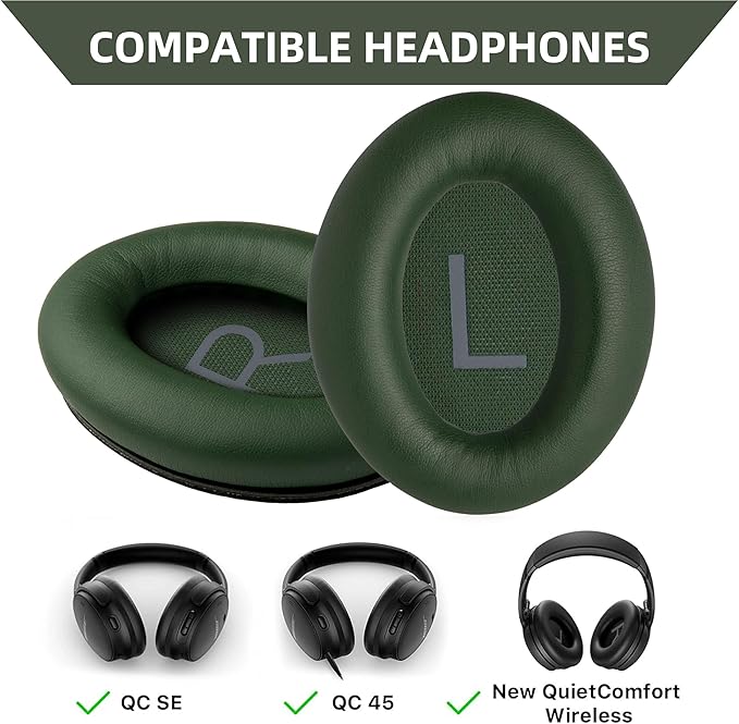 Replacement Ear Pads for Bose QuietComfort 45 (QC45)/QuietComfort SE (QC SE)/New QuietComfort Wireless Over Ear Headphones, Earpads Cushions with Softer Leather and Thicker Memory Foam