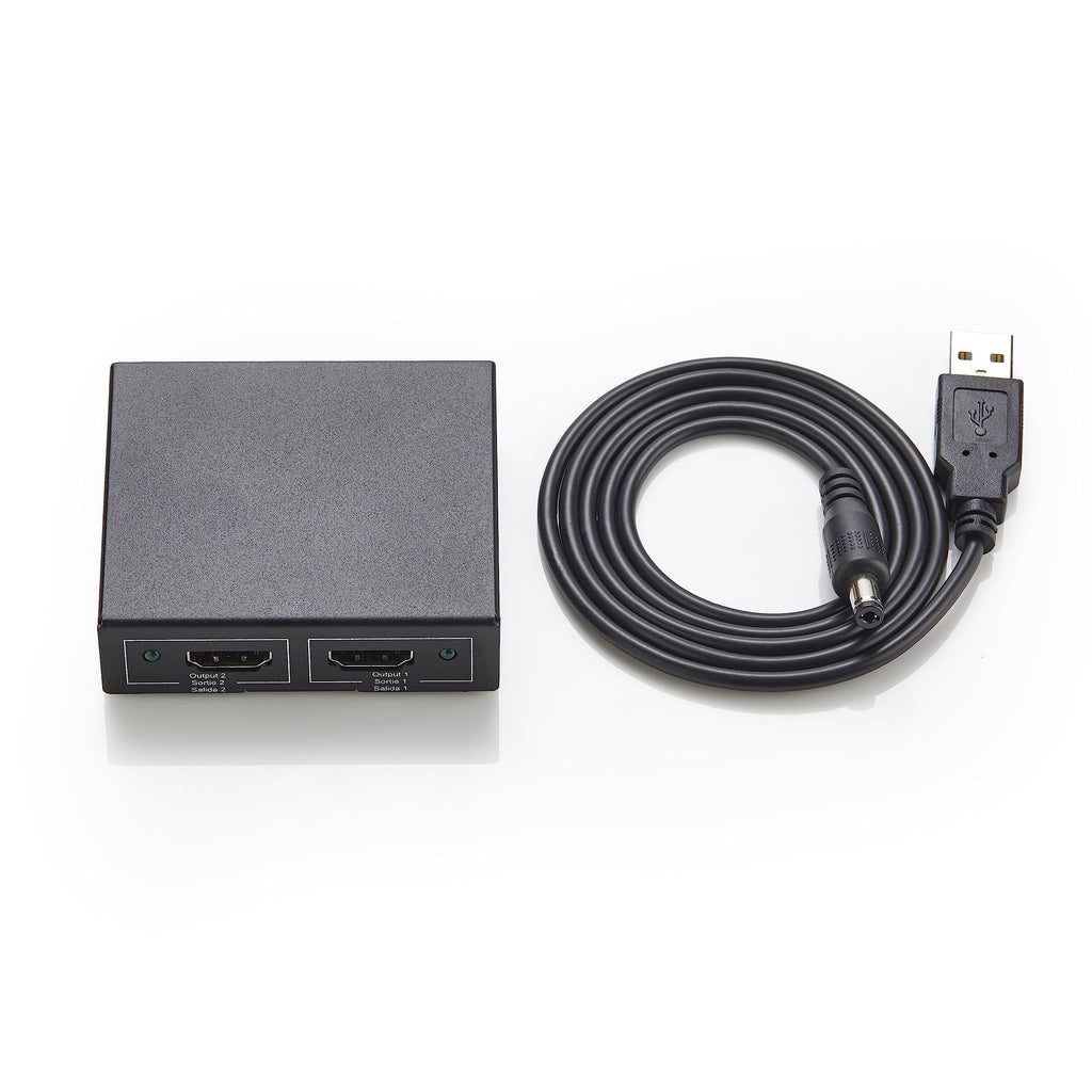 Amazon Basics HDMI Splitter 1 in 2 Out for Dual Monitors, 4K@30Hz, 1080P, Mirror Only, Black