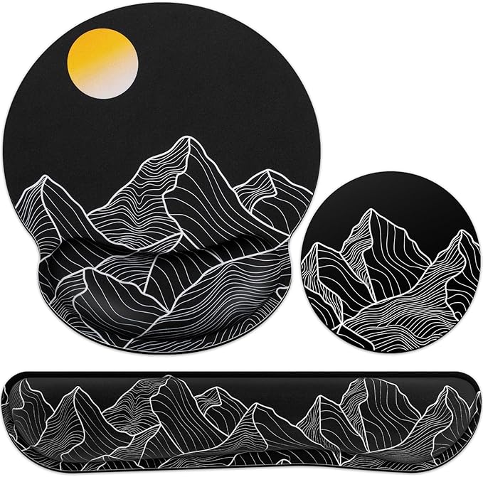 Ergonomic Keyboard Wrist Rest, Mouse Pad with Wrist Rest Black, Gaming Mousepad with Wrist Support, Memory Foam Wrist Rest Set for Computer Keyboard, Funny Cute Office Desk Accessories
