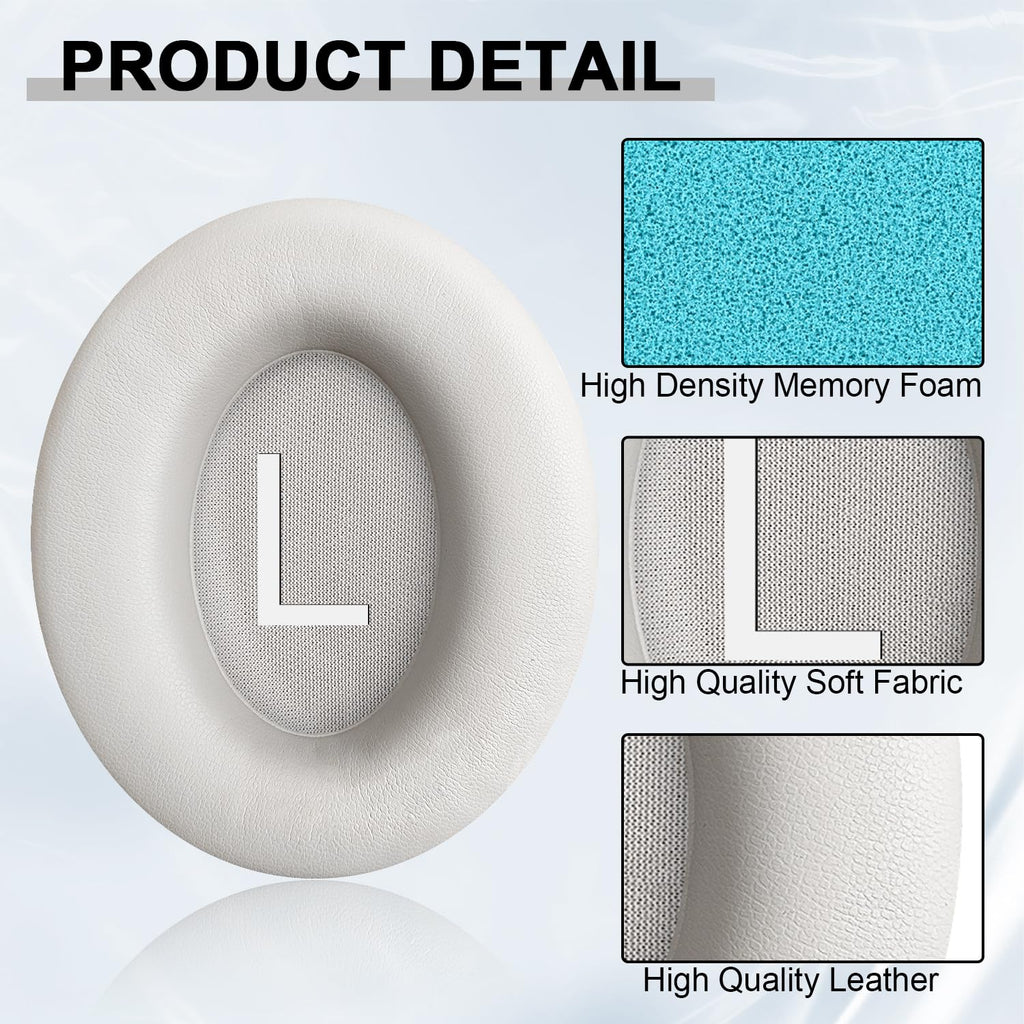 Replacement Ear Pads for Bose QuietComfort 45 (QC45)/QuietComfort SE (QC SE)/Quiet Comfort Headphones, Ear Cushions, Headset Earpads, Ear Cups Cover with Soft Protein Leather (White)