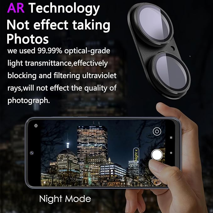 2 Pack Camera Lens Protector for iPhone 16 / iPhone 16 Plus,[Not Easy to Breakn ] AR Tempered Glass Strong Adsorption Metal Camera Cover Screen-Black