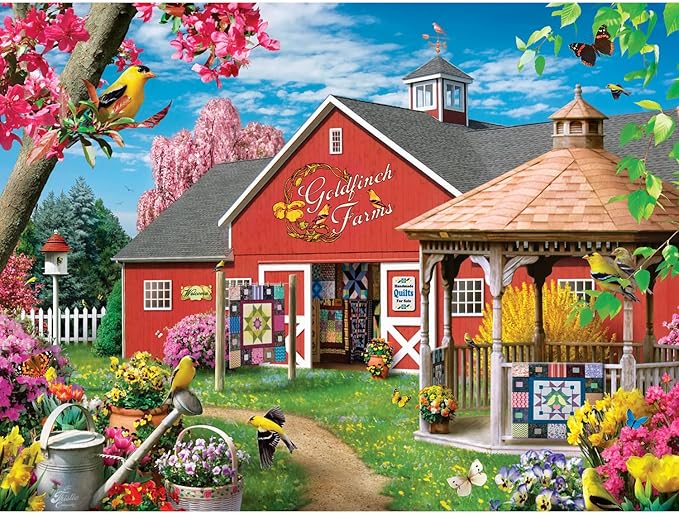 MasterPieces - 300 Piece Jigsaw Puzzle, Large EZ Grip, Goldfinch Farms, Adult & Family Fun, Non-Glare, 18"x24", Puzzles 300 Pieces for Adults