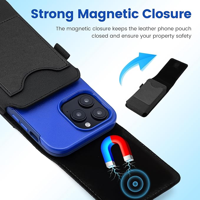 Mopaclle Nylon Cell Phone Holster for Belt, Compatible with iPhone 17 Pro Max/Air,iPhone 16 Pro Max,15 Pro Max, Galaxy S25 Plus, S24 Plus – Fits with Case On, Ideal Belt Holder for Technicians