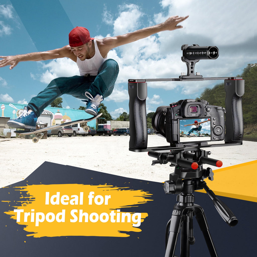 Zeadio Camera Video Rig Cage, Aluminum Filmmaking Movie Making Kit with Top Handle & Arca Type Base, Compatible with All DSLR Camera and Camcorder