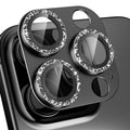 beuxece Compatible for iPhone 16 Pro/iPhone 16 Pro Max Camera Lens Protector, Bling Metal Tempered Glass Camera Screen Cover Accessories [Strong Adsorption][Case-Friendly]- Glitter Titanium Black