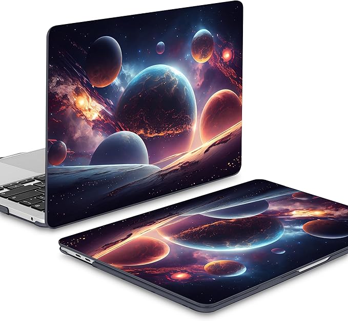 Mektron for MacBook Pro 13-inch Case 2022 2021 2020 Release A2338 M2 M1 A2289 A2251, Printed Plastic Hard Shell Cover for New MacBook Pro 13.3-inch Touch Bar Fits Touch ID，Planets