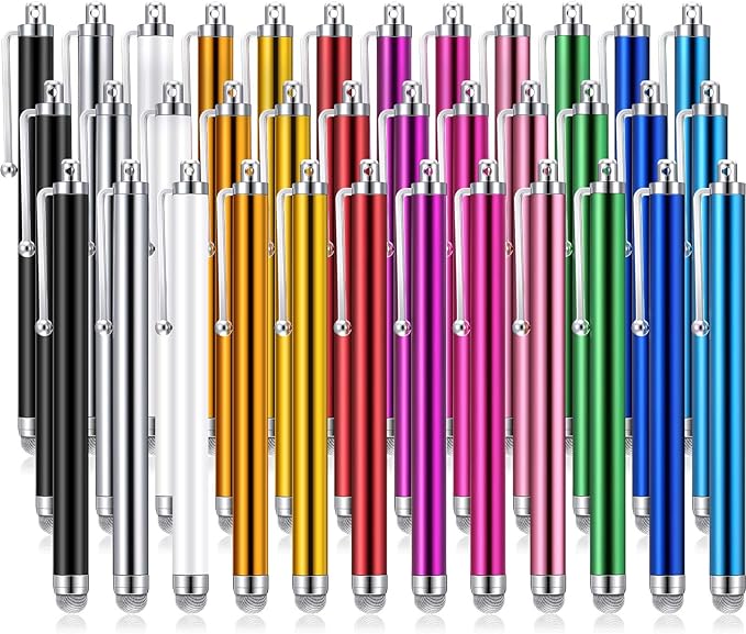 Outus 36 Pieces Stylus Pens Fiber Tip Series Capacitive Stylus Pens for Universal Touch Screen Devices Compatible with iPhone, iPad, Tablet (12 Colors)