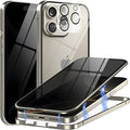 Privacy Magnetic Case for iPhone 16 Plus with Metal Titanium Frame Privacy Screen Protector & Camera Lens Protector, Magnetic Adsorption Double Sided Glass Case Anti Peep Anti Spy Phone Cover
