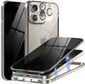 Eorkvr Privacy Magnetic Case for iPhone 16 Pro with Metal Titanium Frame Privacy Screen Protector & Camera Lens Protector, Magnetic Adsorption Double Sided Glass Case Anti Peep Anti Spy Phone Cover