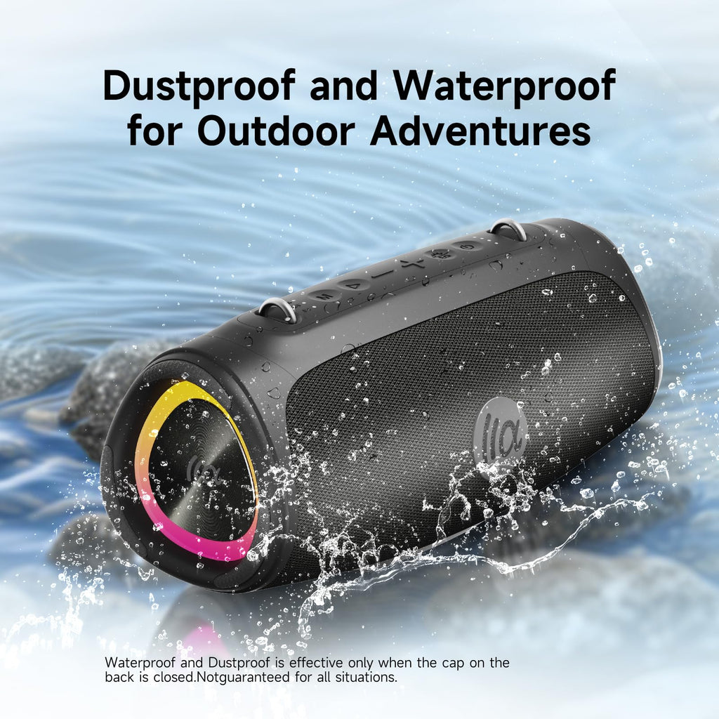 TAZATA 90W Bluetooth Speaker Outdoor, Loud Portable Wireless Speakers, Deep Bass, IPX7 Waterproof Floatable, RGB Lights Rugged BT5.3 Audio for Pool, Beach, Boat, Backyard Party,Travel Garage