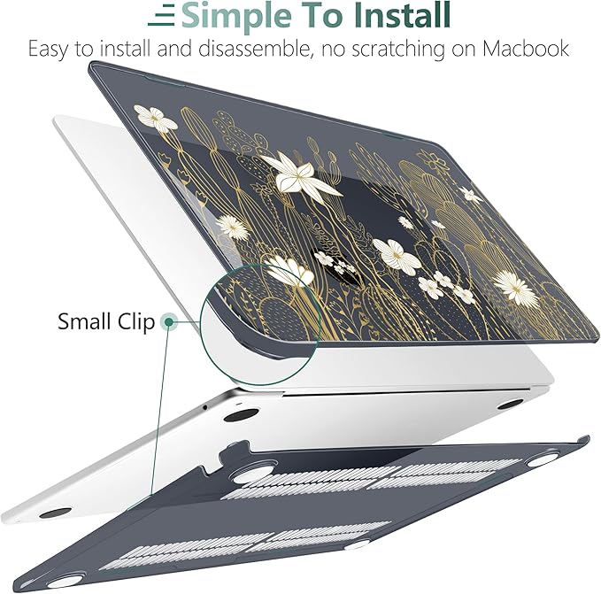 TWOLSKOO Compatible with M4 MacBook Air 15 inch Case 2025-2023 Released Model M4 A3241 M3 A3114 M2 A2941, Plastic Hard Shell & Screen Protector & Keyboard Cover & Trackpad Film, Cute Cactus