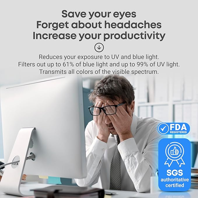 VINTEZ Blue Light Screen Protector for 19, 19.5 Inch Computer Monitor and Laptop – Anti-UV Blue Light Blocking Film for Desktop PC, Eye Protection Filter, 17.3" x 11.4", 1 Pack