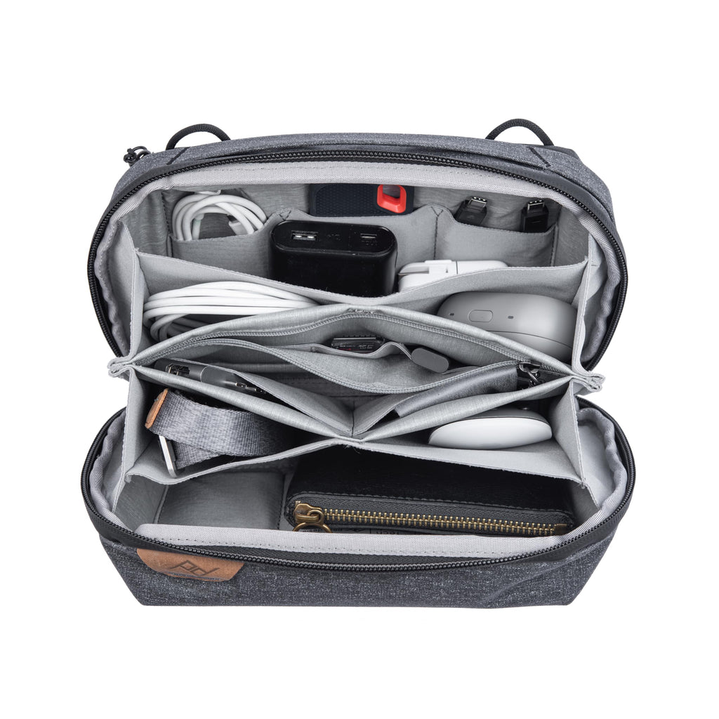 Peak Design Tech Pouch, Charcoal, Electronics Organizer for Travel or Everyday Carry, Origami-Style Storage, Cable Pass-Through, Weatherproof Recycled Nylon, Gear Carry Bag for Men and Women