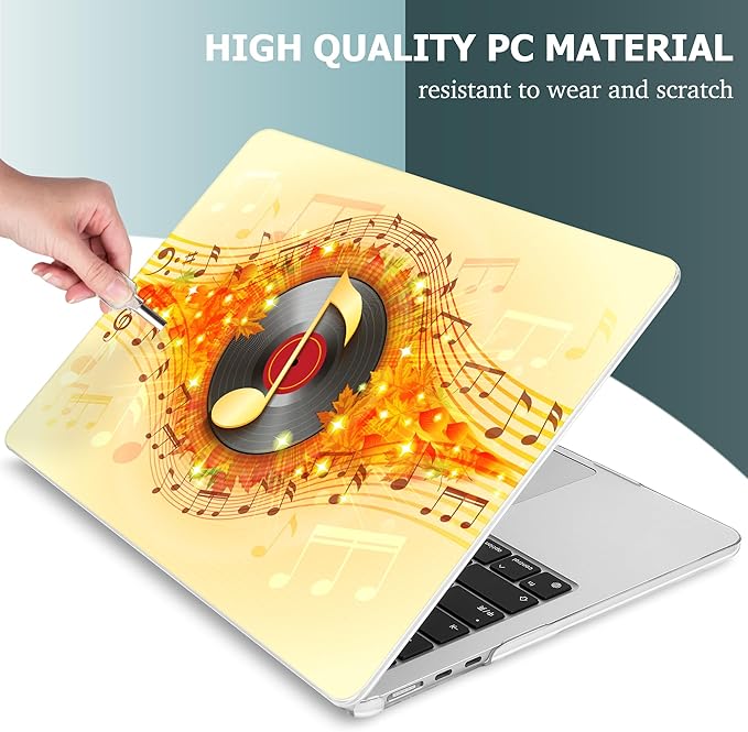 Mektron for 2025 M4 MacBook Air 13.6 Inch A3240 Case Fits 2023 A2681 M2 2024 A3113 M3 Chip with Liquid Retina Display Touch ID, Printed Plastic Hard Shell Cover for MacBook Air 13.6", Music Record
