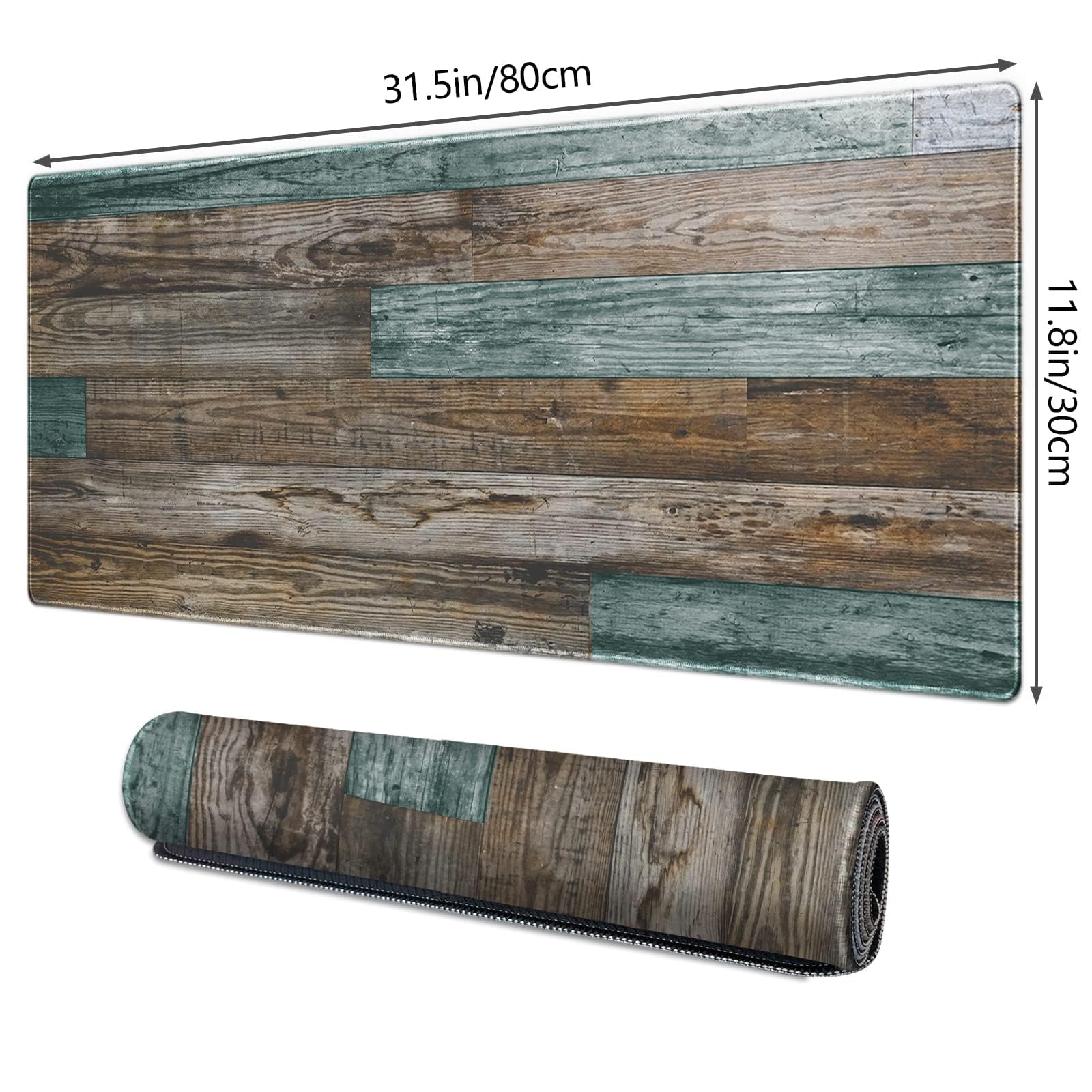 Galdas Gaming Mouse Pad Vintage Wood Grain Pattern XXL XL Large Mouse Pad Mat Long Extended Mousepad Desk Pad Non-Slip Rubber Mice Pads Stitched Edges Thin Pad (31.5x11.8x0.12Inch)