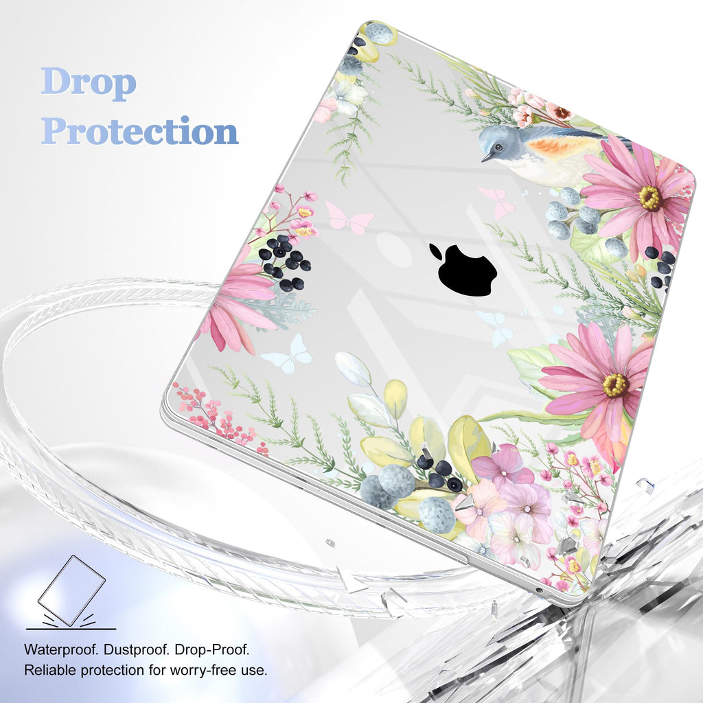 May Chen Compatible with MacBook Pro 13 inch Case 2022 2021 2020 Release Models A2338 M2 M1 A2251 A2289, Plastic Hard Shell Case + Keyboard Cover for Mac Pro 13" with Touch Bar, Blue Bird