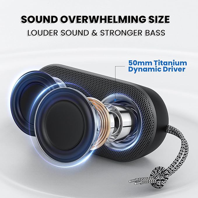 MIATONE Drum Shower Speaker with LED Lights, IPX7 Waterproof Bluetooth Speaker, 15W Loud Sound, Bluetooth 5.3, 24H Playtime, Portable Speaker for Bathroom, Shower, Pool, Beach, Teen Boys Girls Gifts