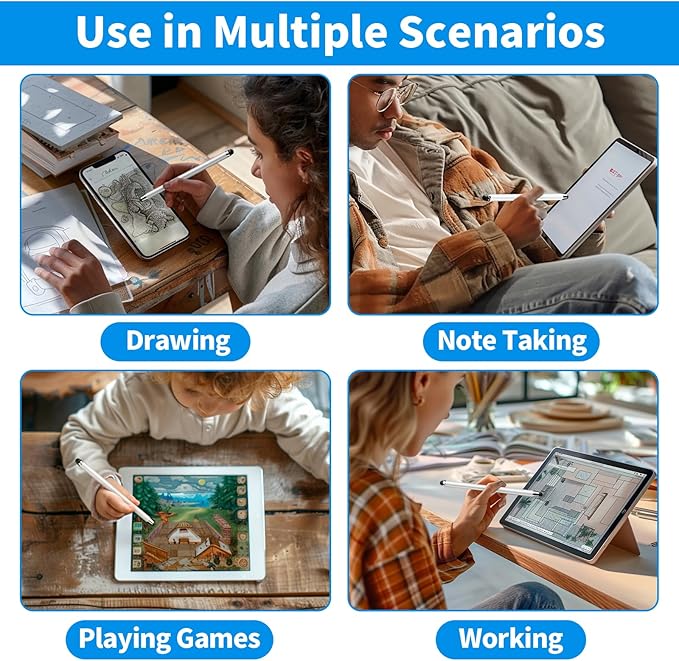 Stylus Pen for Touchscreen,5 PCS Stylus,Stylus 2-in-1 High Sensitivity Precision Suitable for All Touch Screens of iPhone/ipad/Android Tablet(White)