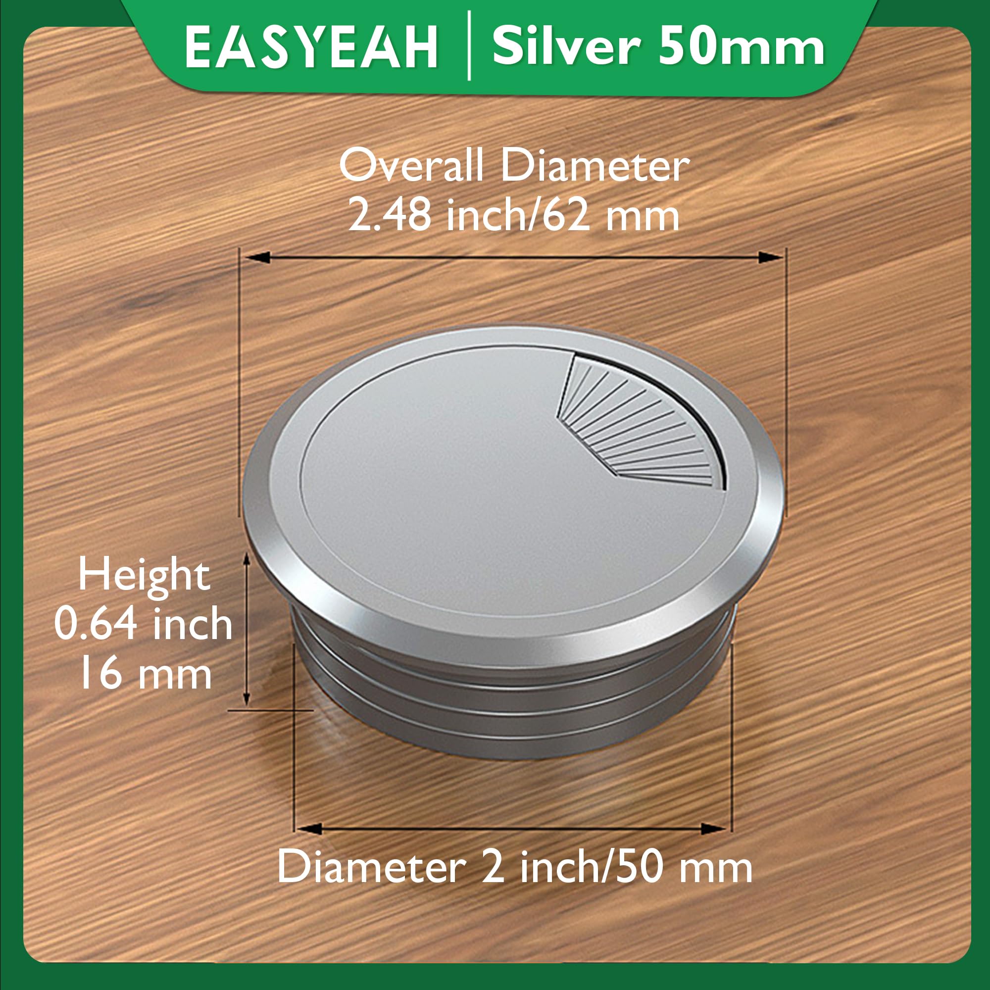 EASYEAH 2 Pcs Desk Grommet 2" / 50 mm, Desk Cord Hole Cover