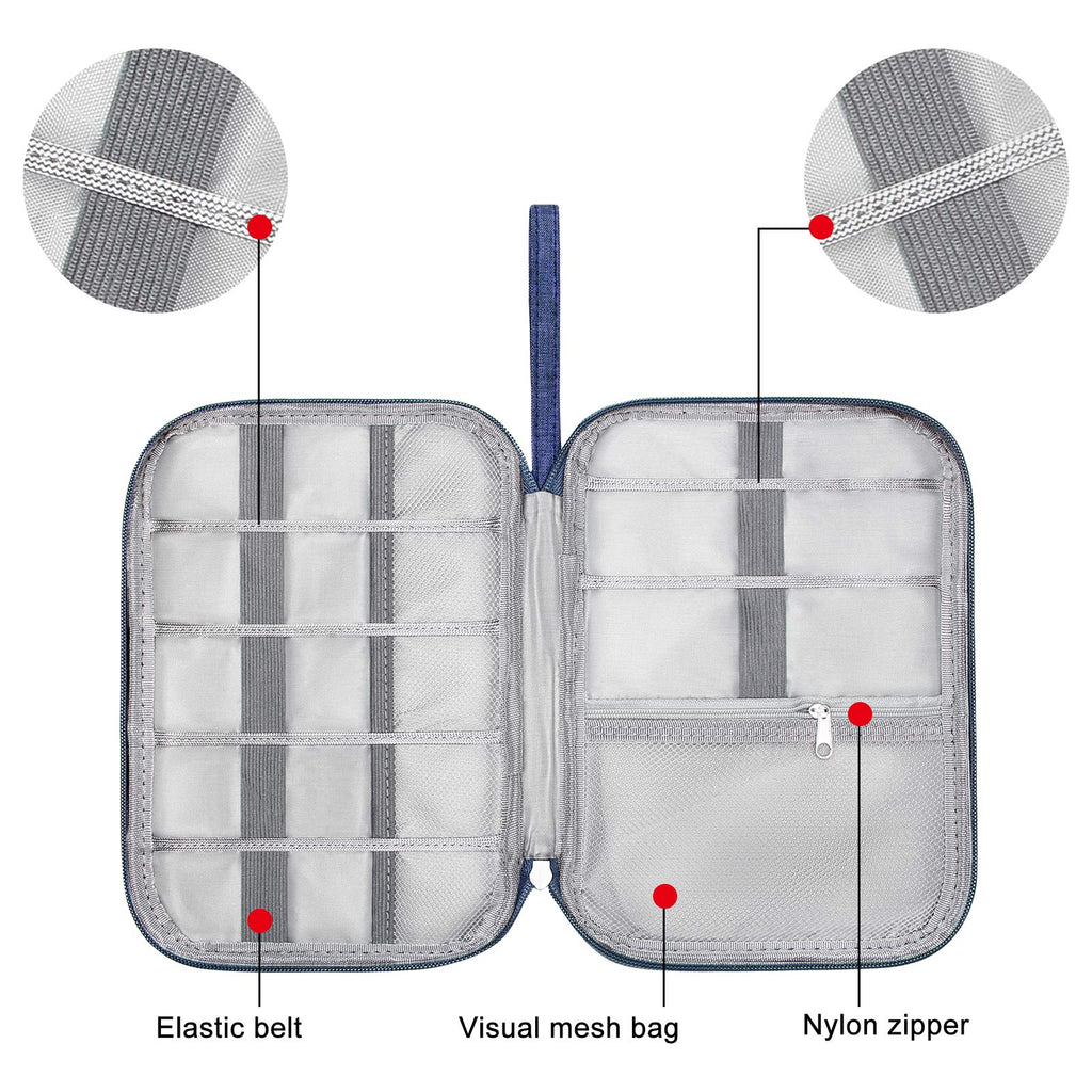 SELLYFELLY Travel Electronics Organizer Portable Cable Organizer Bag for Storage Electronic Accessories Case for Cord,Phone,Charger,Flash Drive (Navy Blue)