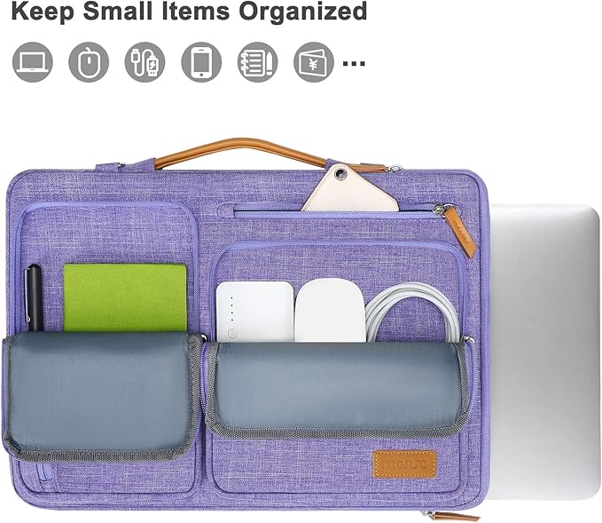 MOSISO 360 Protective Laptop Shoulder Bag,13-13.3 inch Computer Bag Compatible with MacBook, HP, Dell, Lenovo, Asus Notebook,Side Open Messenger Bag with 4 Zipper Pockets&Handle, Purple