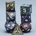 DND Metal Dice Set, Polyhedral Dice Set for RPG D&D Dice with Cracks Dungeons and Dragons Dice Set for RPG TTRPG D&D Die with Gift Case(Black Nickel 7 Colors)