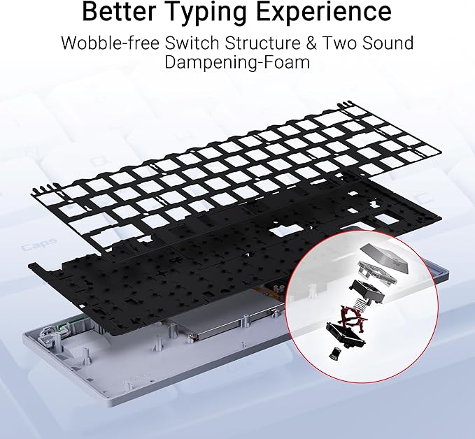 ASUS ROG Falchion RX Low Profile 65% Wireless Gaming Keyboard with ROG RX Red Low-Profile switches, tri-Mode Connection with ROG SpeedNova, Silicone dampening Foam, Touch Panel, and MacOS Support.