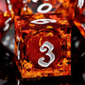 ARUOHHA Liquid Core DND Dice Set, 7pcs Resin Sharp Edged Dragons Dice Role Playing Games, RPG Silver Numbers Red Dungeons Polyhedral Dice with Gift Box D20 D12 D10 D8 D6 D4
