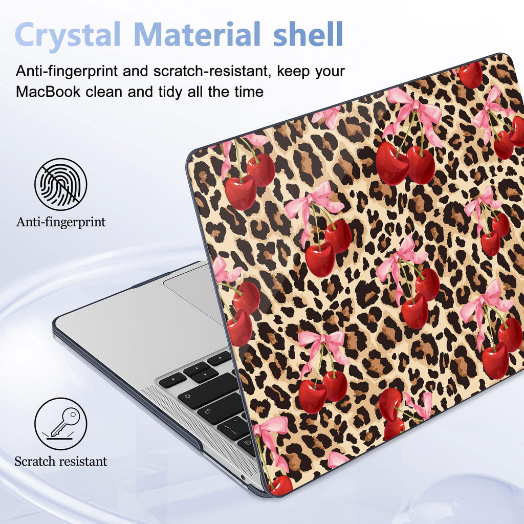 May Chen Case for MacBook Pro 13 inch M2 2023,2022,2021,2020 A2338 M1 A2251 A2289, Plastic Hard Shell Case for MacBook Pro 13" with Touch Bar Fits Touch ID, Cherry & Cheetah