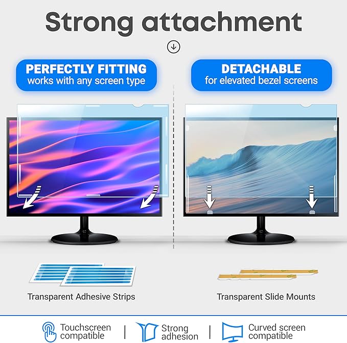 27 inch Blue Light Blocking Screen Protector Panel for 16:9 Widescreen Computer Monitor and Laptop - PC Anti-UV Eye Protection Filter Film - Anti-Scratch Diagonal Frame Shield [2 Pack]