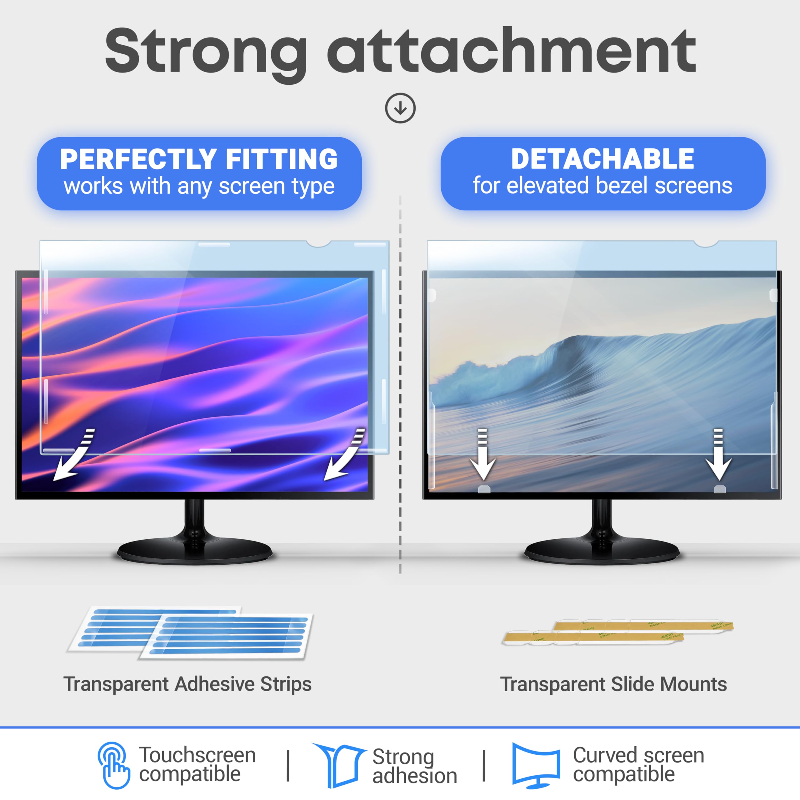 VINTEZ 23.8 inch Blue Light Blocking Screen Protector Panel for 16:9 Widescreen Computer Monitor and Laptop - PC Anti-UV Eye Protection Filter Film - Anti-Scratch Diagonal Frame Shield [1 Pack]