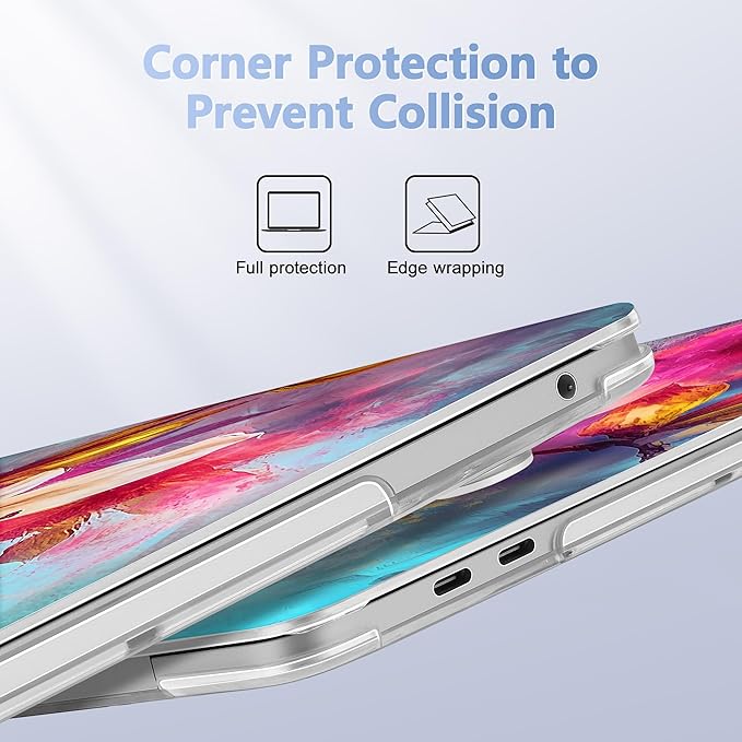 May Chen for New MacBook Pro 13 Case 2022 2020 Release (A2338 M1 M2/A2289/A2251), Plastic Crystal Hard Shell Case Cover with Keyboard Cover for MacBook Pro 13-inch Touch Bar, Watercolor Floral