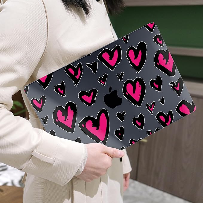 MEEgoodo for M4/M3/M2 MacBook Air 15.3 inch Case 2025 2024 2023, Case Fit Model (A3241/A3114/A2941) for MacBook Air 15 inch, Laptop Hard Shell with Keyboard Cover, Handwritten Heart