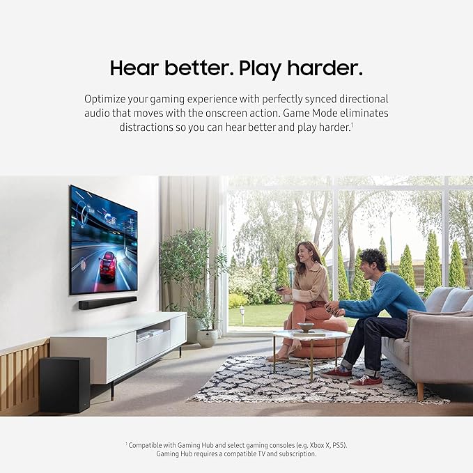 Samsung HW-B550D 3.1 ch Soundbar w/ Dolby Audio, Surround Sound expansion, Bass Boost, Adaptive Sound, DTS Virtual:X, Wireless Subwoofer, 2024